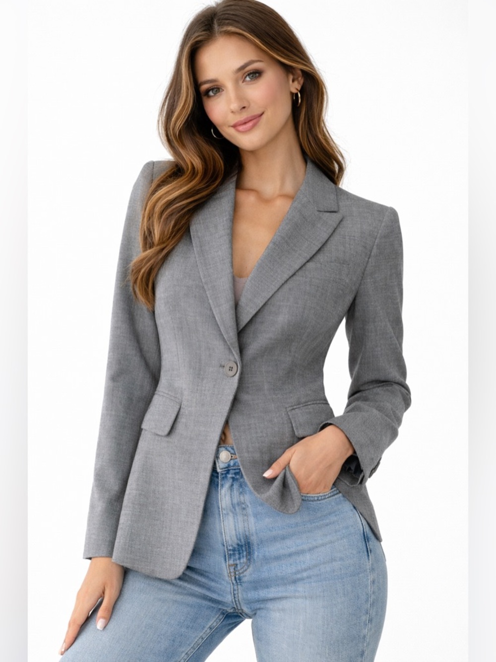 Stella McCartney New Without Tags Fitted and Tailored Grey Single Button Blazer